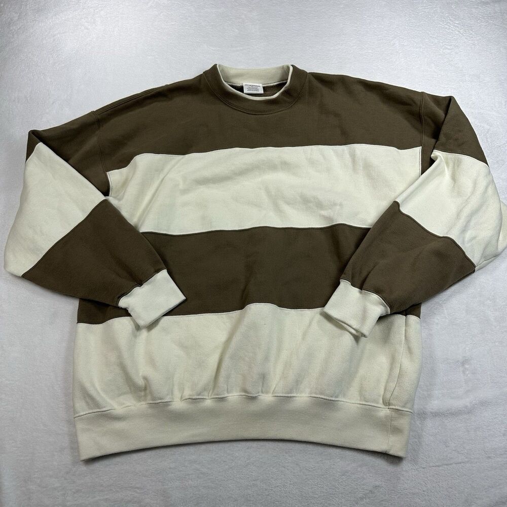Vintage Heath By Mervyns Sweatshirt Mens XL Brown Cream Colorblock Crewneck